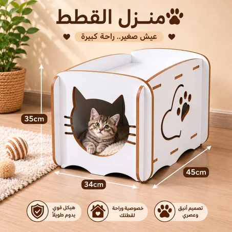 بيت خشبي للقطط الحجم الكبير