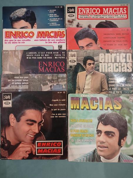 Lot de 9 vinyles 45T d’Enrico Macias – Éditions originales – Parfait état