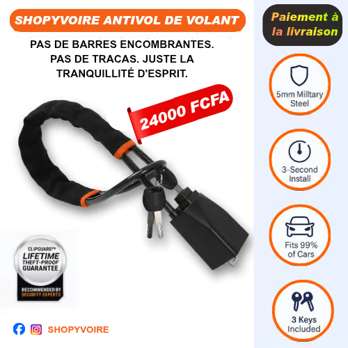 Antivol de Volant ClipGuard™ – Ultra Sécurisé