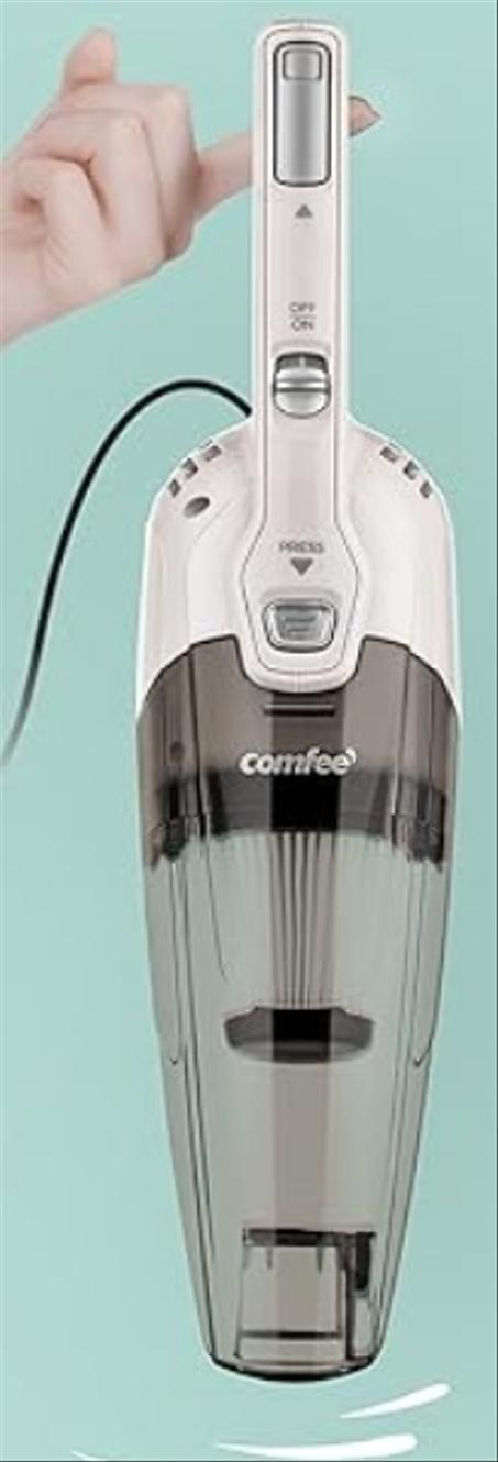 مكنسة كهربائية 2 في 1 محمولة باليد من كومفي، سلك طويل 5 متر، خفيفة الوزن وقوية 600 واط 16000 باسكال شفط 0.5 لتر، نظام ترشيح مركزي ممتاز للسيارة والمنزل والمطبخ - ابيض، من ميديا