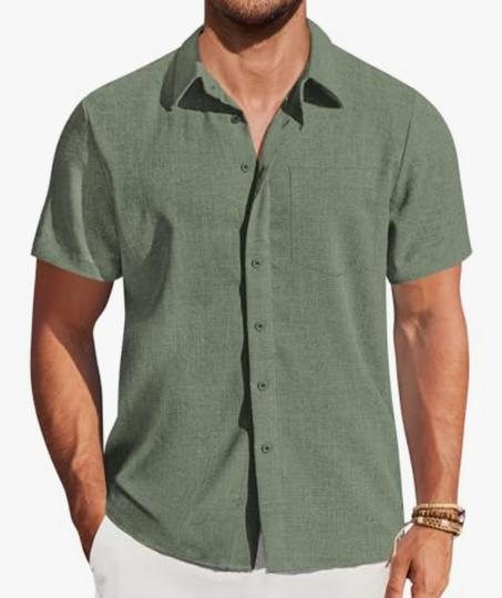 قميص غير رسمي بأكمام قصيرة وأزرار أمامية للرجال من كوفاندي، قميص شاطئ صيفي خفيف الوزن منسوج مع جيب