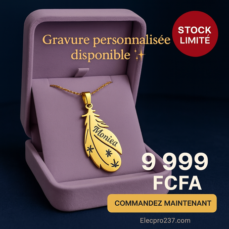 Chaîne avec pendentif plume personnalisable – Plaqué or