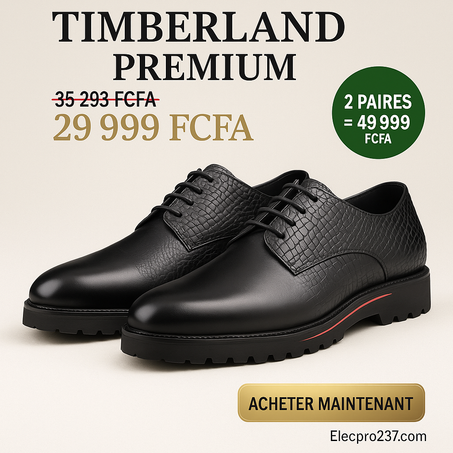 Timberland Homme – Derby/Sneaker luxe (Noir, Marron, Bleu) | 2 paires = 49 999 FCFA