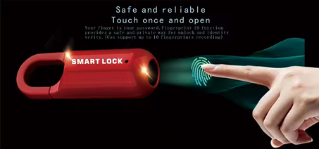 قفل ذكي محمول قابل للتخصيص وبصمة الإصبع للأمتعة والدراجة قفل آمن آمن