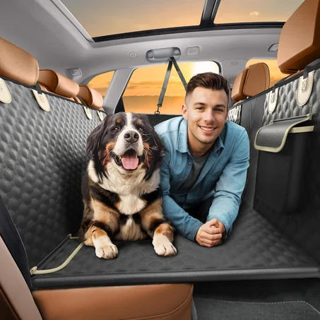 SHARLOVY - Funda y extensor de asiento trasero para perros grandes, resistente y duradera, ideal para masticadores agresivos. Tipo hamaca, funciona como cama de viaje en coche, SUV o camión