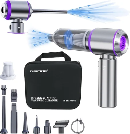 Aspiradora/plumero de aire 80,000 RPM Super Power Mini Aspirador de coche 4 en 1 Pistola soplador de aire y soplador de aire y bomba de mano eléctrico plumero de aire eléctrico de mano Soplad