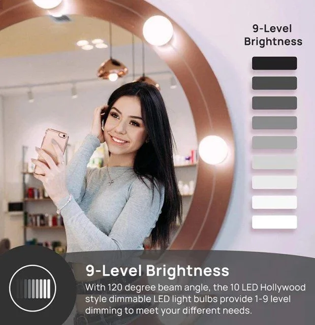 مصابيح مرآة LED على طراز هوليوود ، أحدث تصميم ، إصدار متقدم ، أكثر جمالا وأكثر عملية.