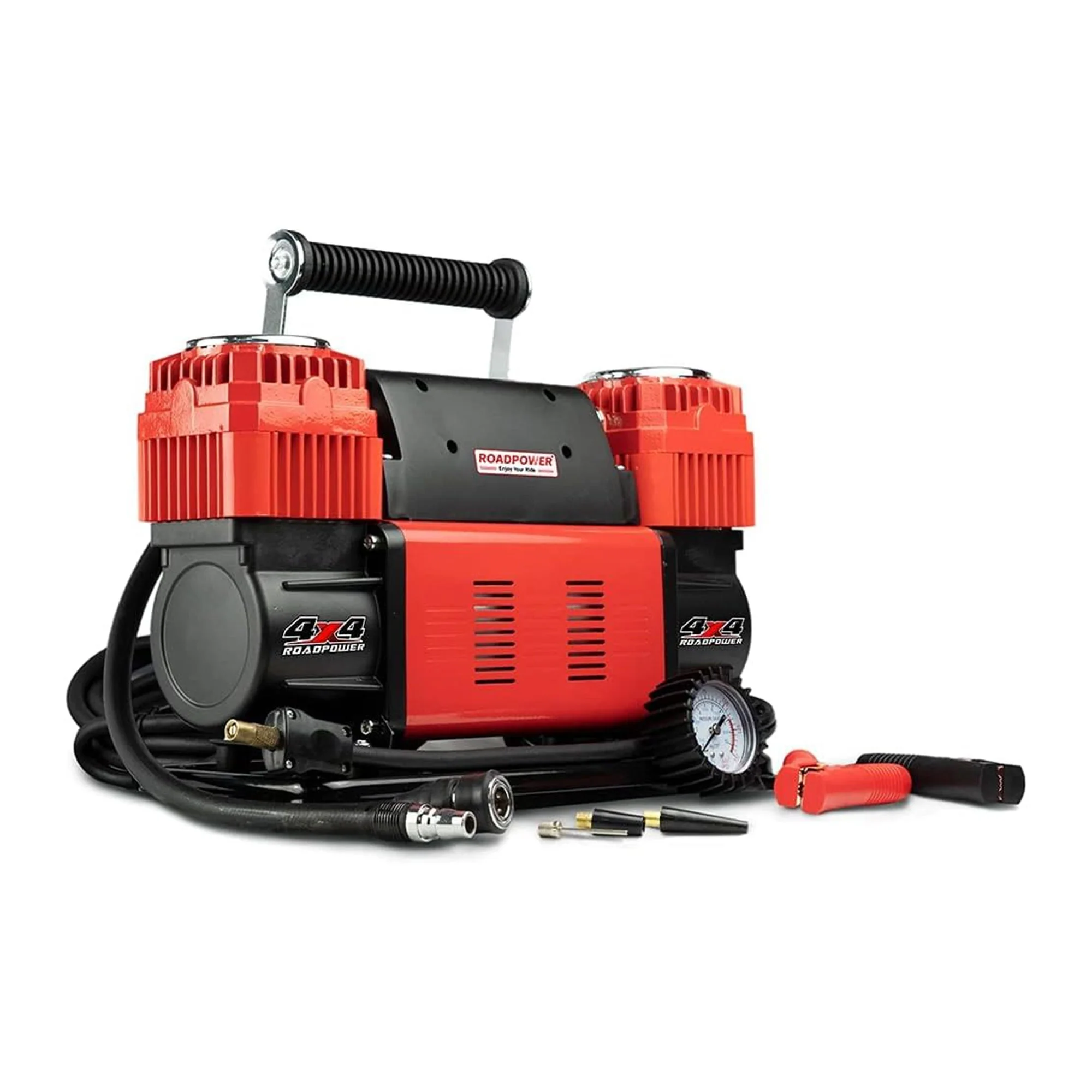 ضاغط هواء للسيارة باسطوانة مزدوجة من رود باور لنفخ اطارات السيارات رباعية الدفع 12 فولت