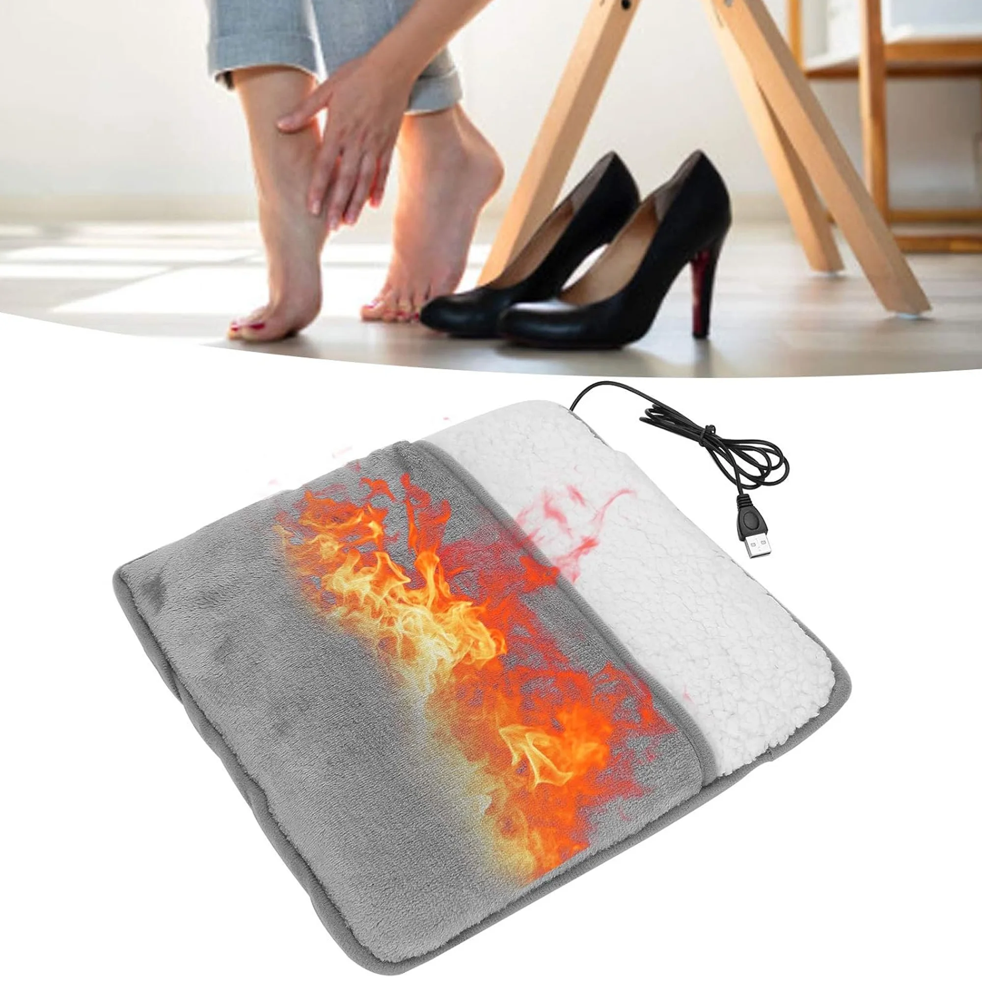 جهاز تدفئة القدم الكهربائى مزود ب وسادة تدفئة مخملية ناعمة