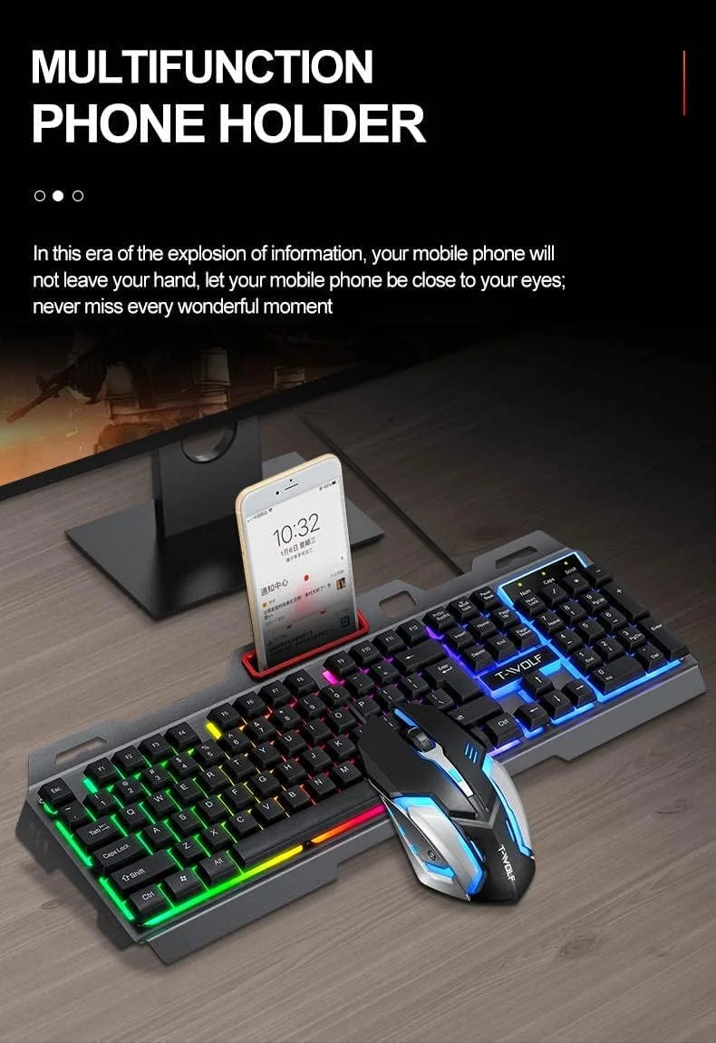 • مجموعة كيبورد و ماوس الألعاب بإضاءة خلفية RGB
