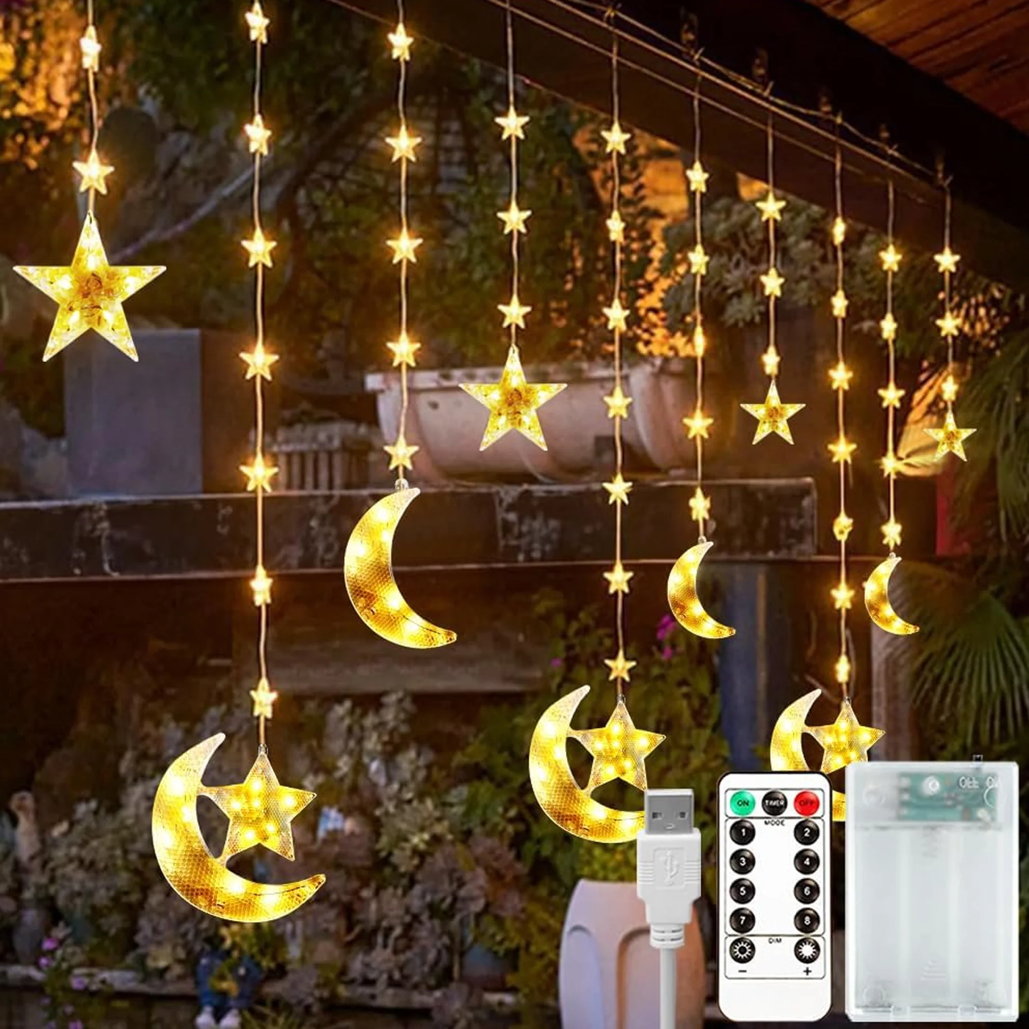 اضواء زينة رمضان على شكل نجوم و هلال 4 متر