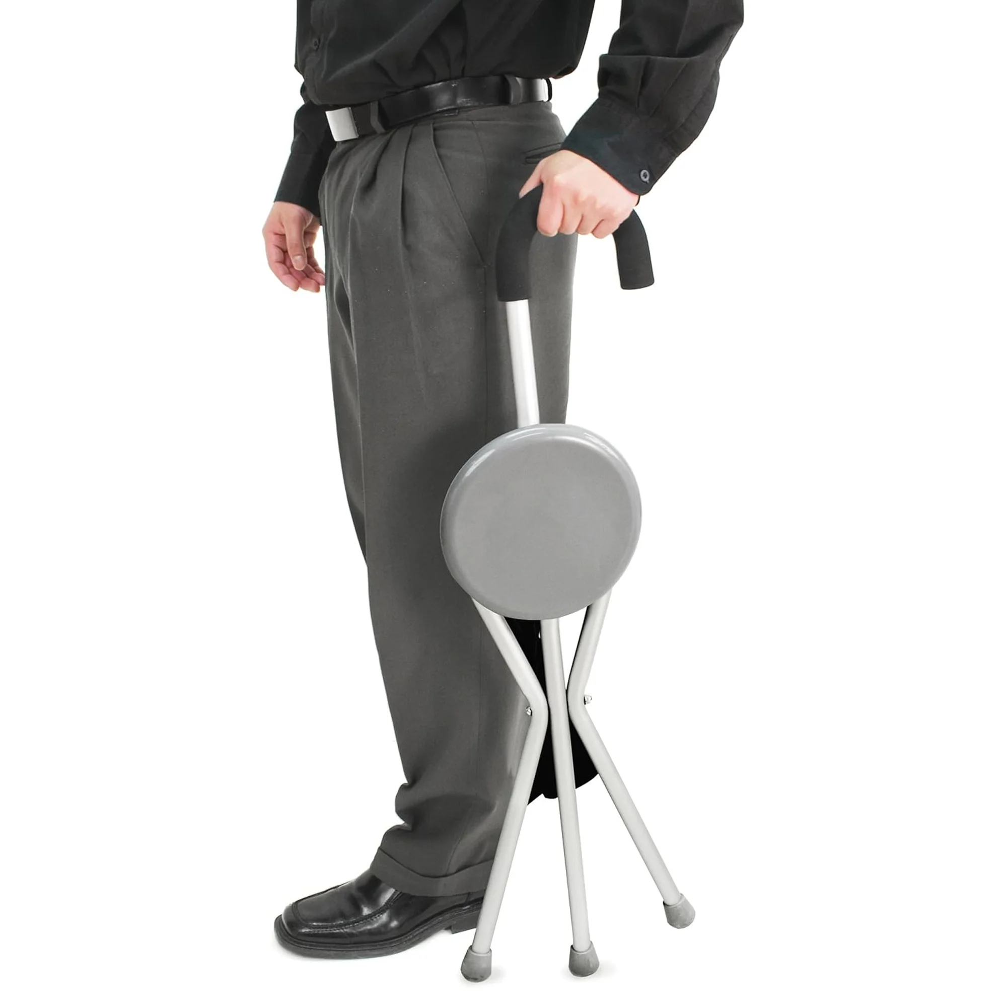 عصا كبار السن ذات ثلاثة أرجل مع مقعد