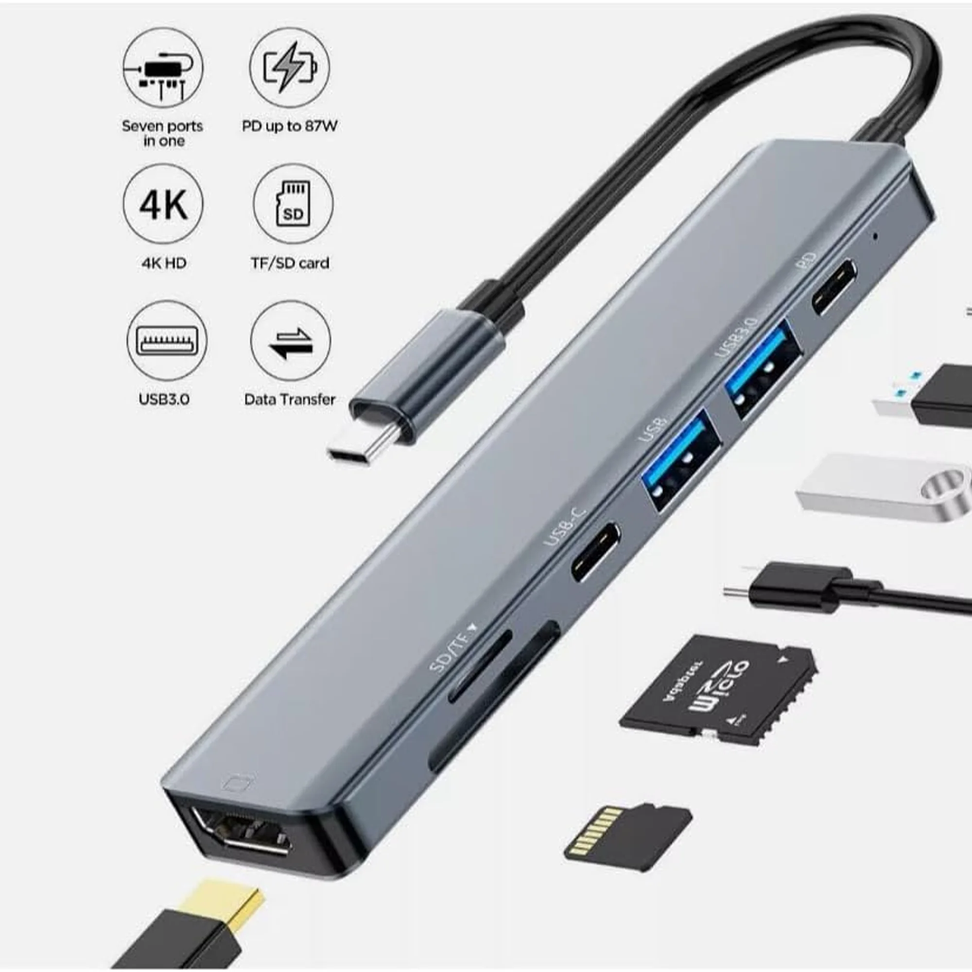 محول متعدد المنافذ  (ناقل سريع - K4 HDMI-PD 100W - مداخل Type-c)