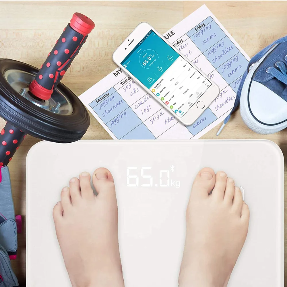 • ميزان ديجيتال للجسم بتطبيق  ضمان 6 شهور