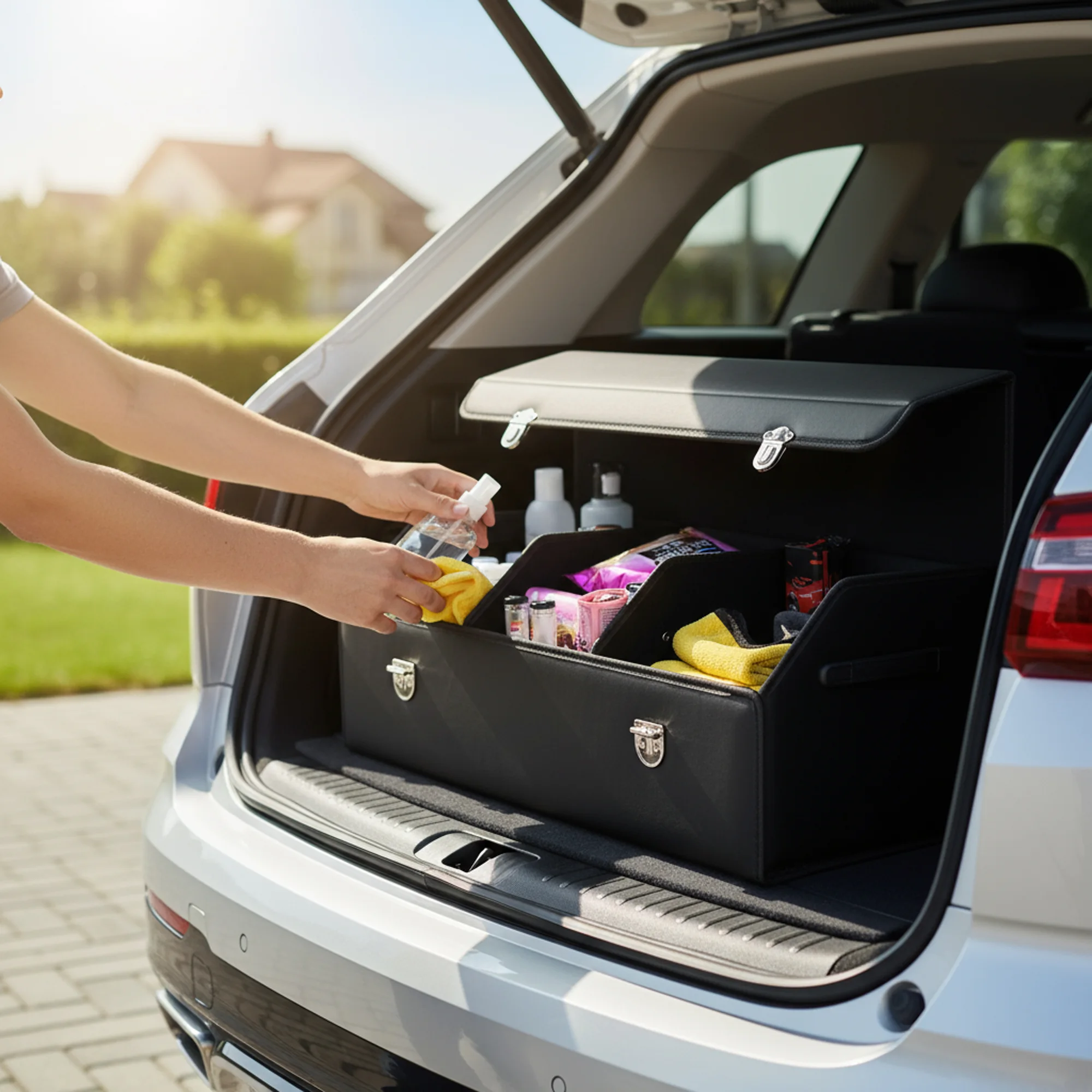 منظم شنطة السيارة الجلدي لتوفير المساحة وترتيب الأغراض