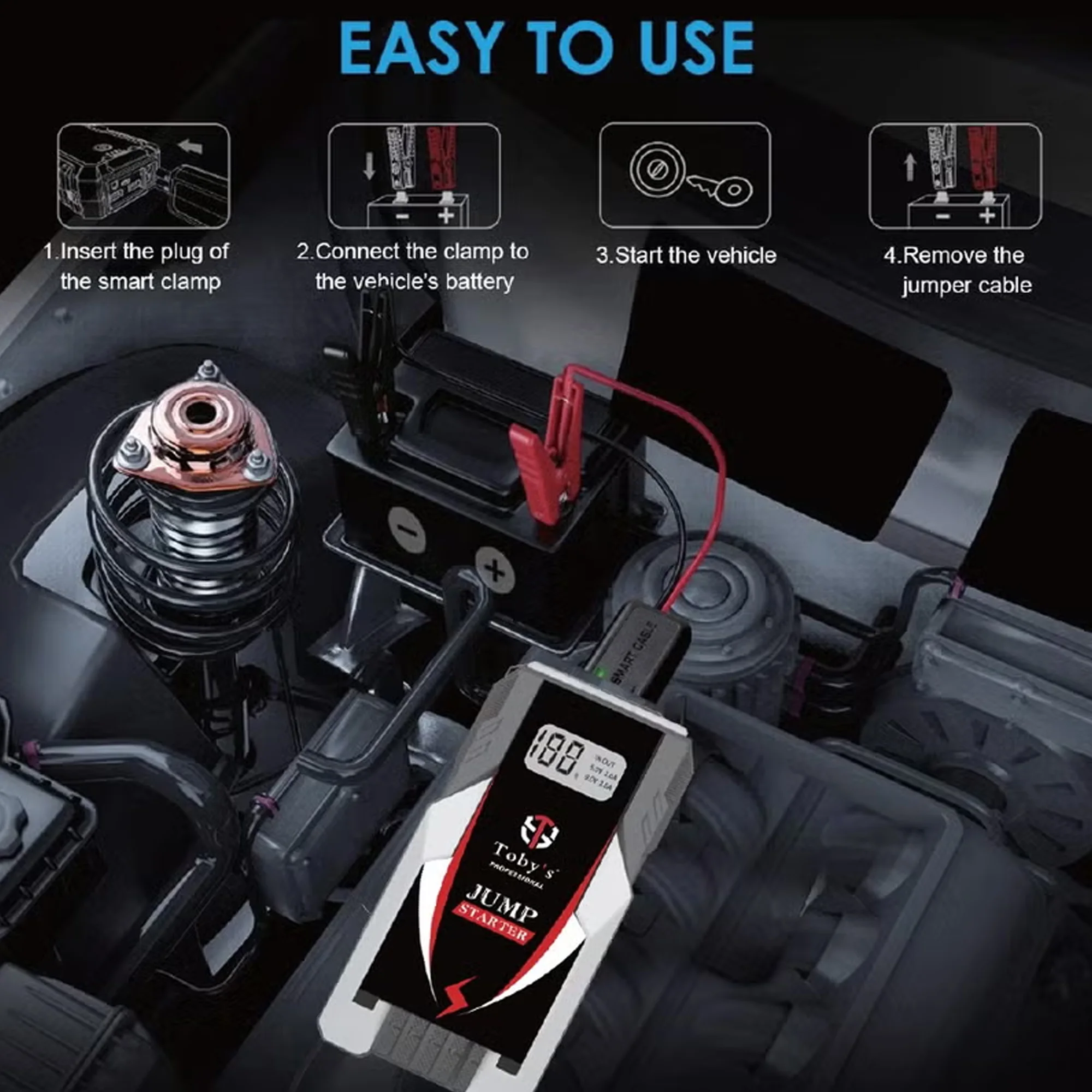 سعة 6000 مللي أمبير Toby X6 جهاز تشغيل بطارية السيارة مع منفاخ