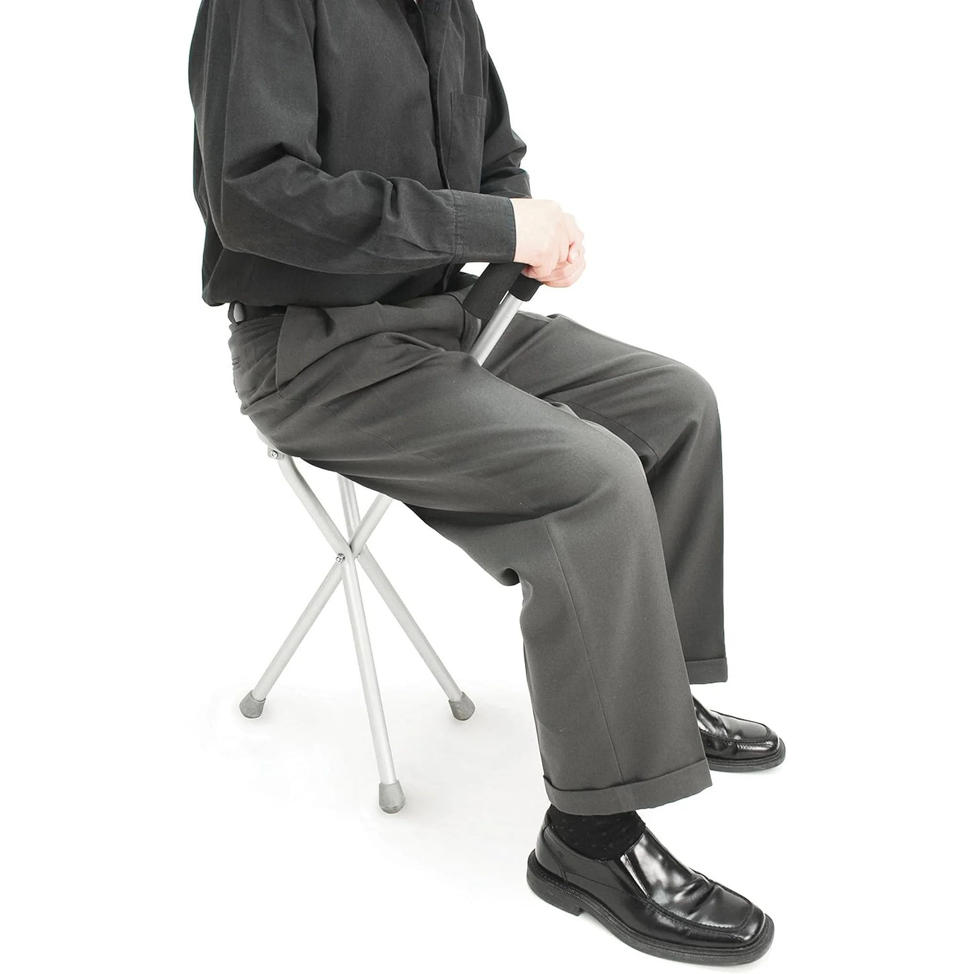 عصا كبار السن ذات ثلاثة أرجل مع مقعد