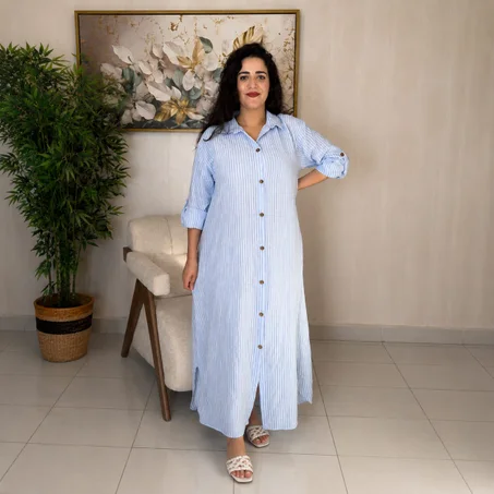 Robe Chemise الصيفية الأنيقة – إطلالة مريحة ومستورة كتحمق ✨