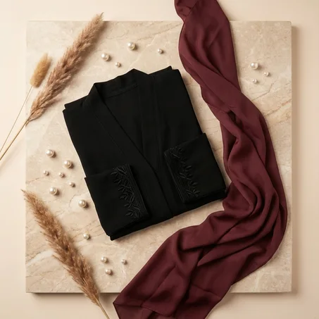 عباية "ليالي المخمل" السوداء - تطريز يدوي