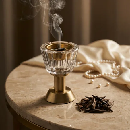 مبخرة "الأصالة" الكريستالية مع طقم عود فاخر