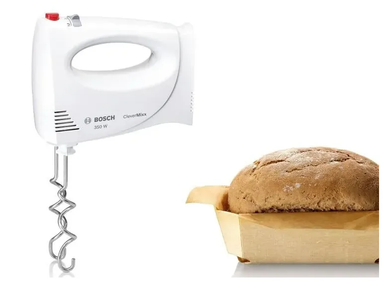 Batteur BOSCH CleverMixx MFQ3030 - 350 W - 4 vitesses - Touche Pulse - 2 crochets + 2 fouets inox - Blanc