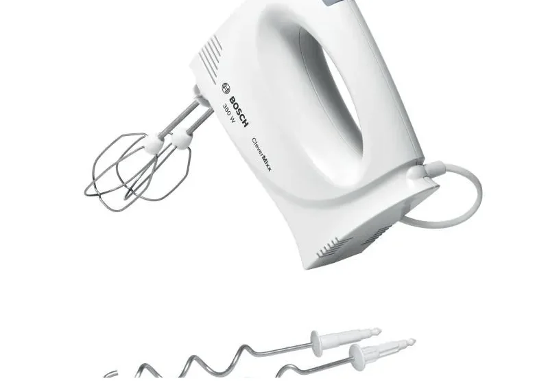 Batteur BOSCH CleverMixx MFQ3030 - 350 W - 4 vitesses - Touche Pulse - 2 crochets + 2 fouets inox - Blanc
