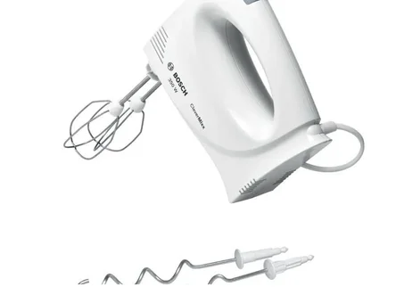 Batteur BOSCH CleverMixx MFQ3030 - 350 W - 4 vitesses - Touche Pulse - 2 crochets + 2 fouets inox - Blanc