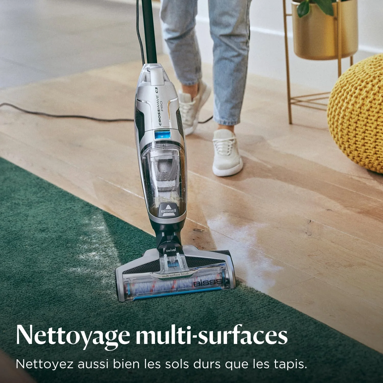 BISSELL CrossWave C3 Pro, Aspirateur Balai Laveur à Câble