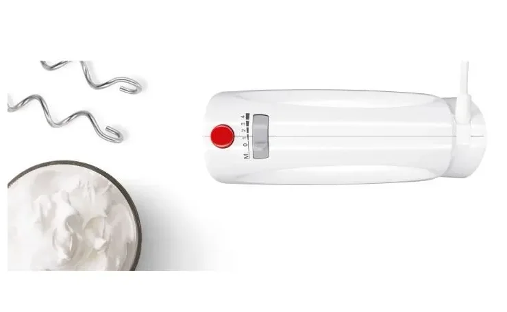 Batteur BOSCH CleverMixx MFQ3030 - 350 W - 4 vitesses - Touche Pulse - 2 crochets + 2 fouets inox - Blanc