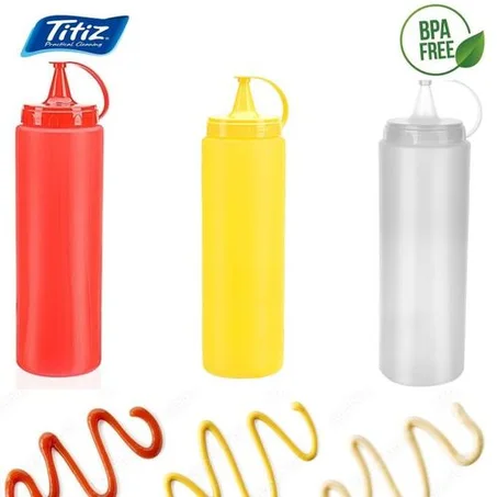 Titiz Lot de 3 Bouteilles de sauce 1000 ml pour moutard, ketchup et mayonnaise