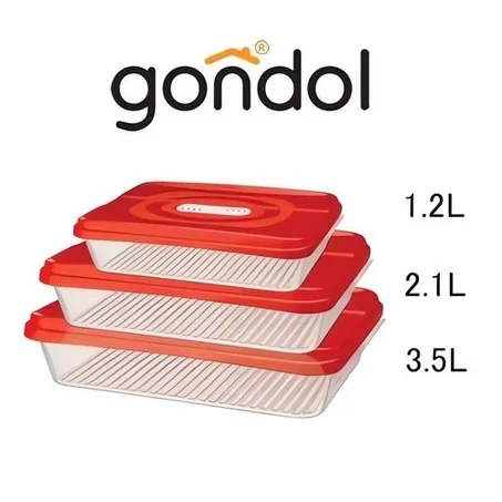 Gondol Lot 3 boites de conservation - plastique alimentaire - Rouge