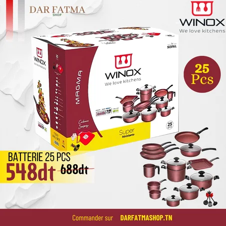 WINOX Batterie Magma - 25 Pièces - Antiadhésif 7 couches