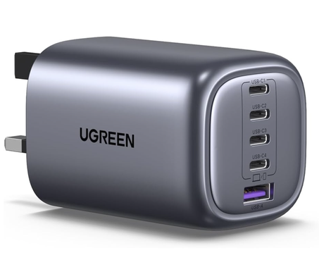 يوجرين شاحن USB C قابل للطي بـ5 منافذ بقدرة 100 واط من نيكسود، حائط سريع 65 متوافق - ماك بوك برو/اير، اتش بي/ديل، ايباد ايفون 16 برو ماكس، 45 جالكسي اس 24 الترا، الخ
