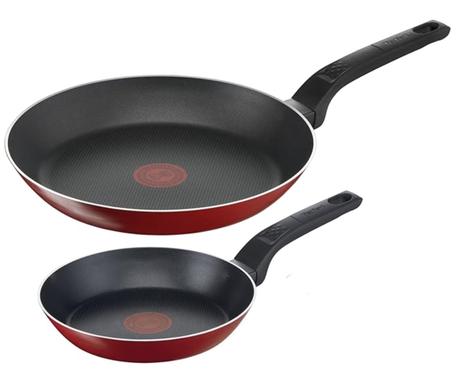 طقم مقلاة ايزي كلين من تيفال، قطعتين (20 و26 سم)، غير لاصق، الومنيوم احمر، B5729083