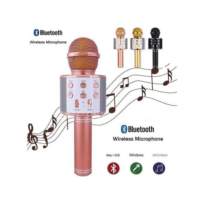 Microphone Karaoké - Micro-sd - Bluetooth Gold Rosé