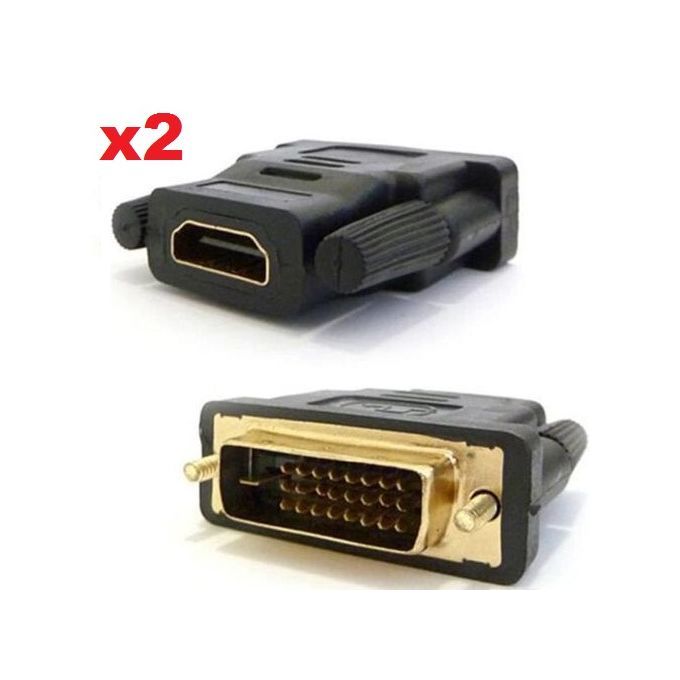 Pack 2 Adaptateur DVI Mâle vers HDMI Femelle