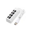 Hub USB - 4 Ports Avec Commutateur On-Off Blanc