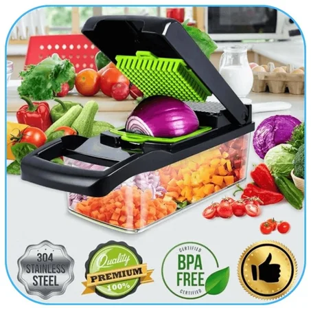 قطاعة الخضار المقاومة للصدأ مع علبة تخزين : 16 قطعة