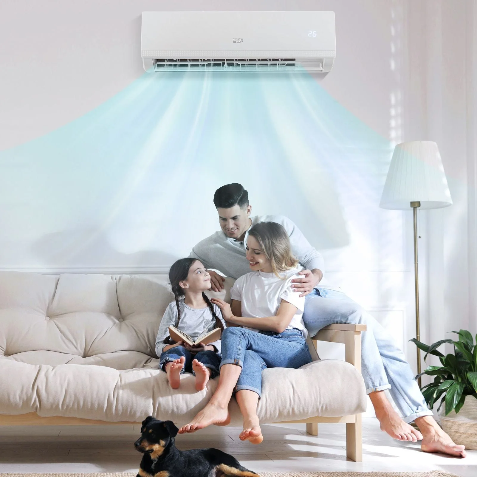 Costway 9000BTU 5-in-1 Wall Split Air Conditioner Heater Dehumidifier