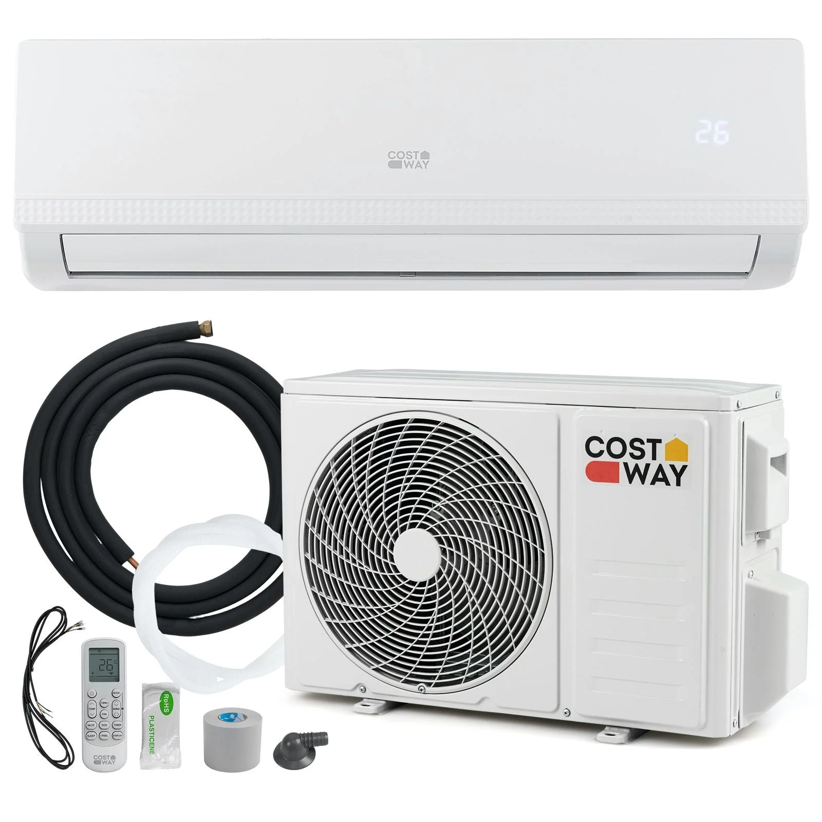 Costway 9000BTU 5-in-1 Wall Split Air Conditioner Heater Dehumidifier