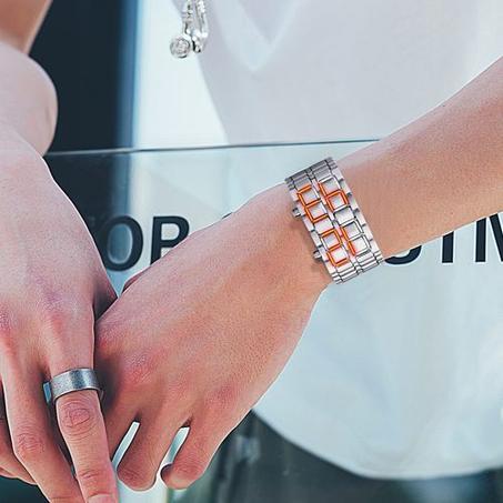 Skmei 8061 Offre Spéciale Noir Argent lave Conduit AFFICHAGE Montre Fer Samurai Montre En Acier Inoxydable Pour Hommes Femmes Sport Montre Numérique