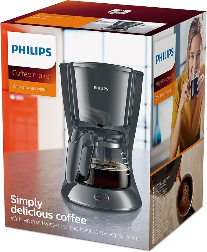 إبريق زجاج بسعة 0.6 لتر يكفي حتى 7 أكواب بخاصية إغلاق تلقائي بعد 30 ثانية وبدون فلتر من فيليبس موديل HD7432 20 أسود