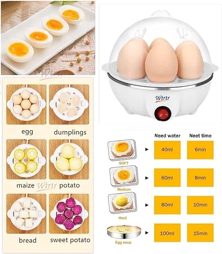 جهاز طهي بيض كهربائي بقدرة 350 واط، جهاز طهي البيض بالبخار، سعة 7 بيضات