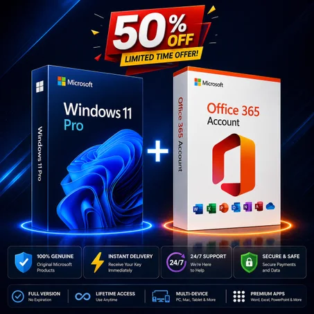 Office 365 Pro Plus 5 devices + Windows 11 Pro 32/64 Bit product key