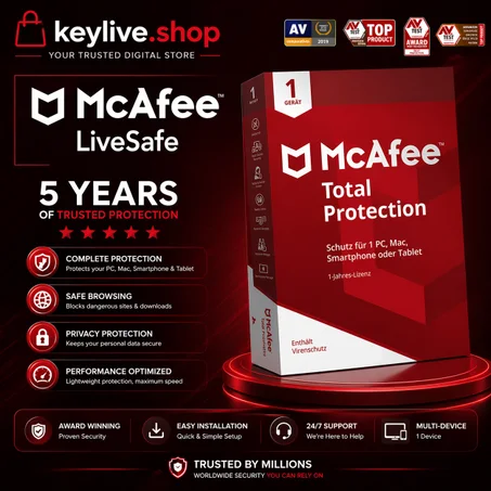 McAfee- Total -Protection 2026 | 1 device | 5 Years PC-Mac-Android
