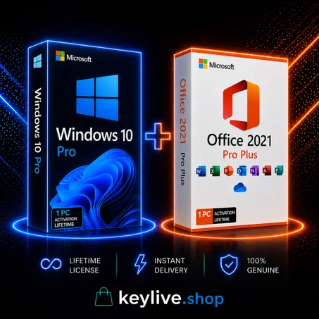 Windows, 10 Pro + Office 2021 Pro Plus 1 PC Activation Lifetime