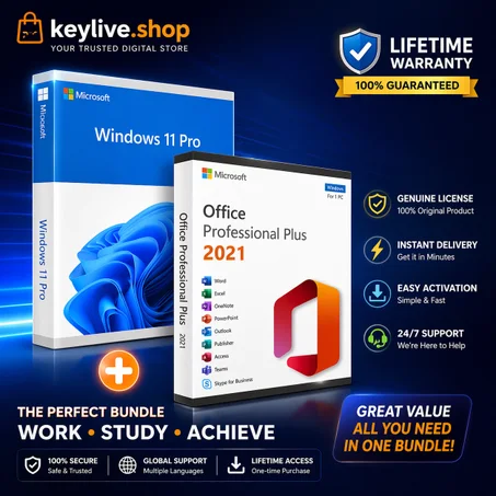 Windows, 11 Pro + Office 2021 Pro Plus 1 PC Activation Lifetime