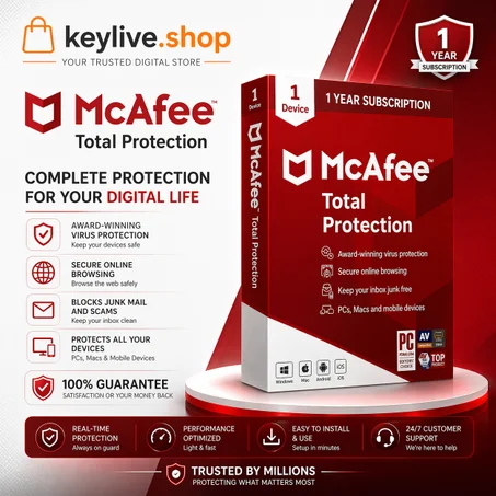 McAfee, Total Protection 2026 | 1 device | 1 Years PC-Mac-Android