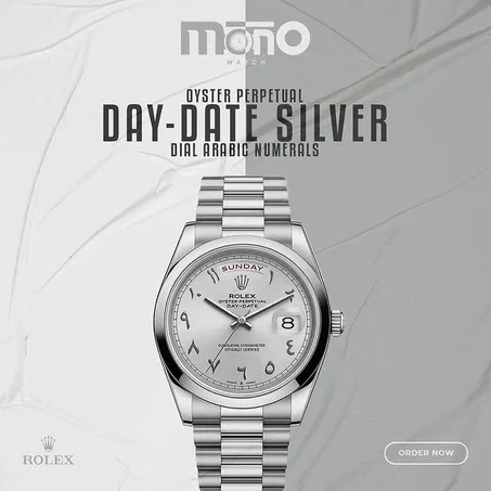 Day-Date Silver Dial Arabic Numerals