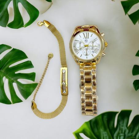 Montre avec gourmette en acier inoxydable T3